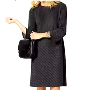 J. Jill Ponte Long Sleeve Pin striped Dress Petite Gray White 3X
